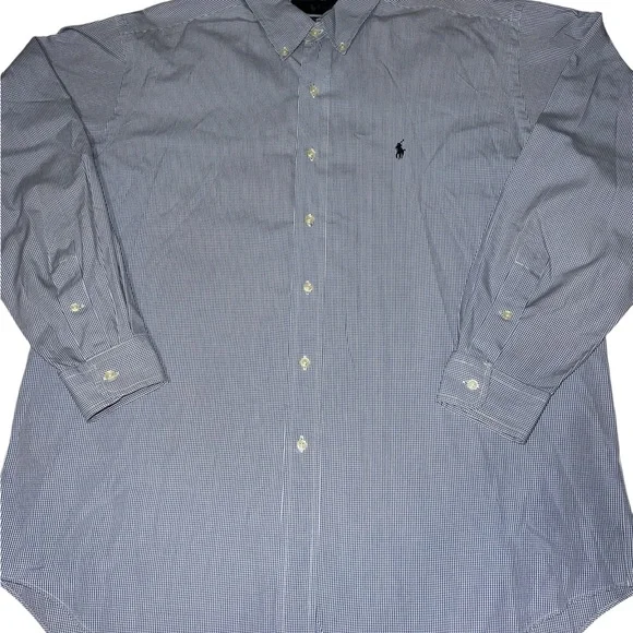 Polo Ralph Lauren Men's Blue and White Gingham Dress Shirt - Picture 3 of 5